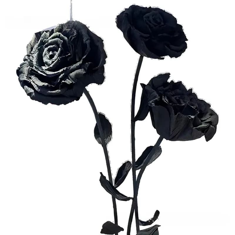 Internet celebrity black rose giant pleated paper three-dimensional flower wedding props scene arrangement simulation flower