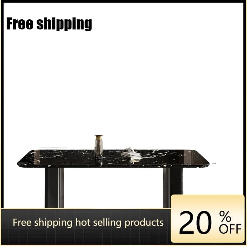 YJ light luxury marble dining table simple rectangular household stainless steel small apartment dining table