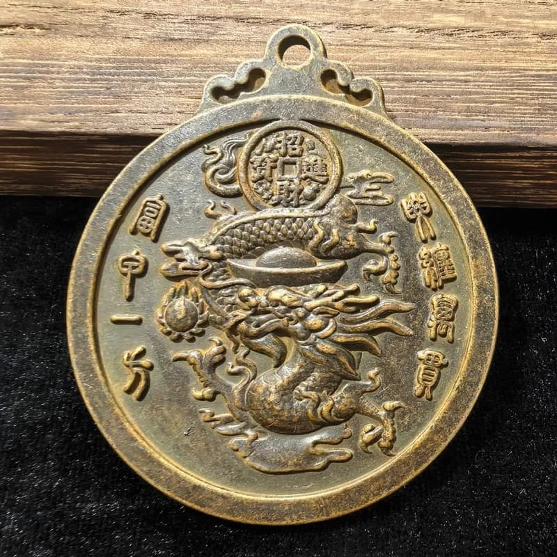 Brass plaque home decoration crafts, dragon pendant, hanging ornament, small copper decorative piece
