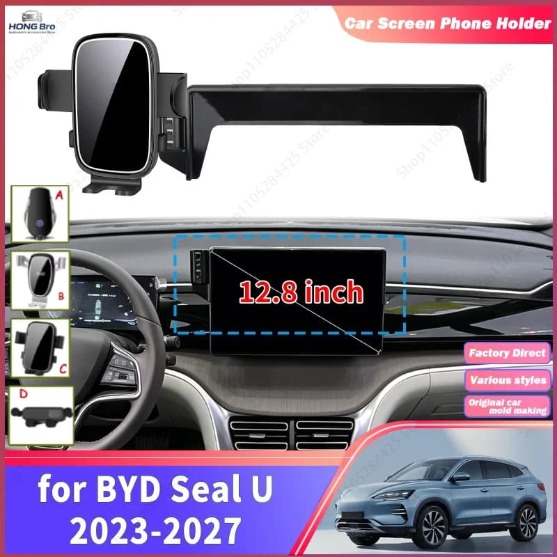 For BYD Seal U Song Plus DM-i/EV 2023-2026 2027 LHD 12.8 /15.6inch Navigation Phone Holder Mount Customized Car Screen Holder