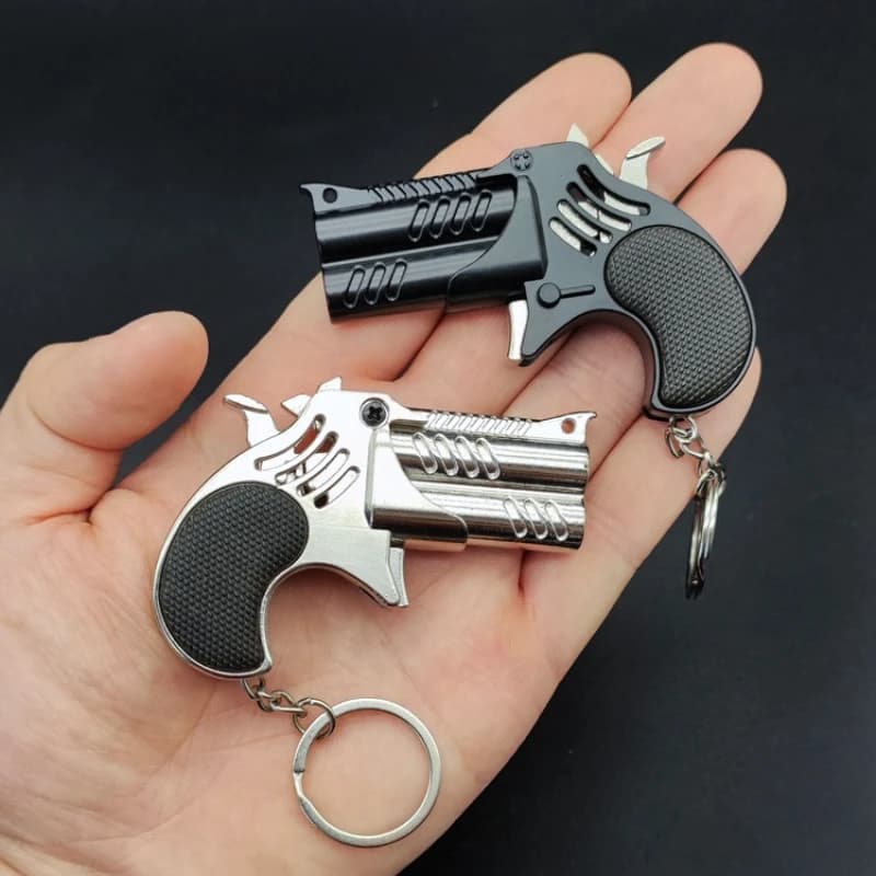 New Mini Full Metal Rubber Band Gun Can Shoot 6 Single Shots To Release Rubber Bands Toy Keychain Men's Gift