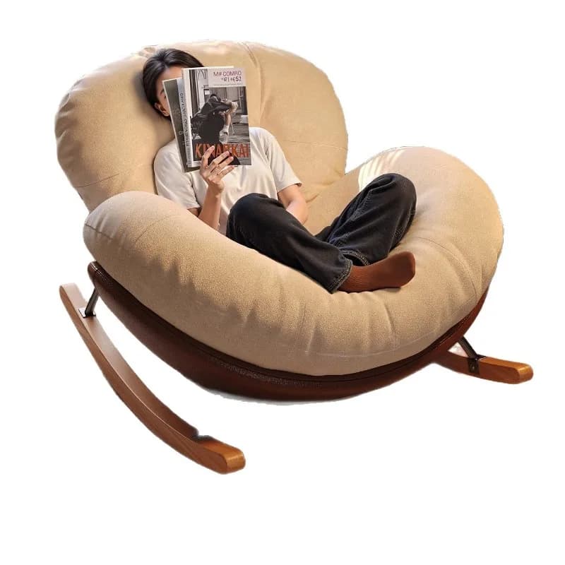 eggshell rocking chair lazy sofa recliner, adult sleeping balcony home leisure chair, single living room lazy chair