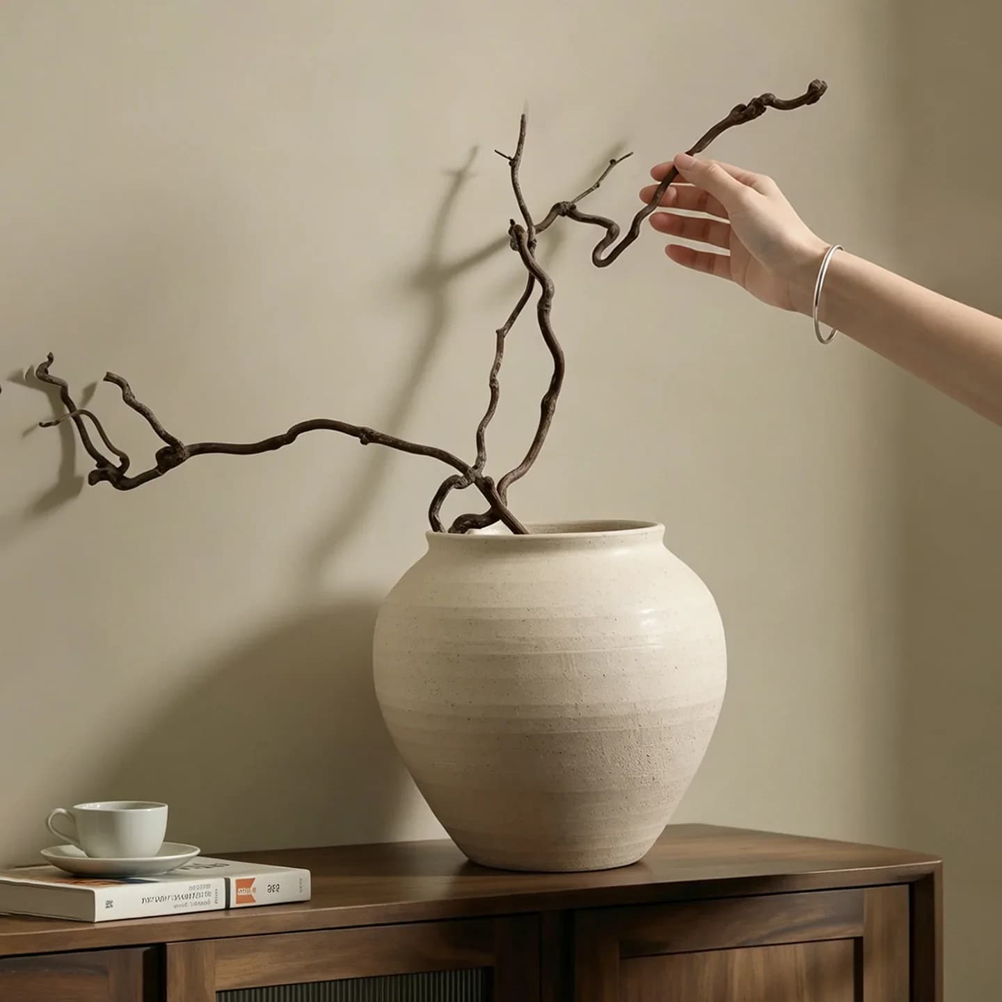 Rustic Ceramic Vase,Wabi-Sabi-Style Ceramic Jar,Elegant Living Room Tabletop Floral Arrangement Decoration