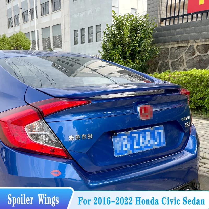 For 2016-2022 Honda Civic 10th Gen Sedan Rear Trunk Lid Spoiler Wings ABS Material Car Tuning Parts Body Kit Styling Accessories
