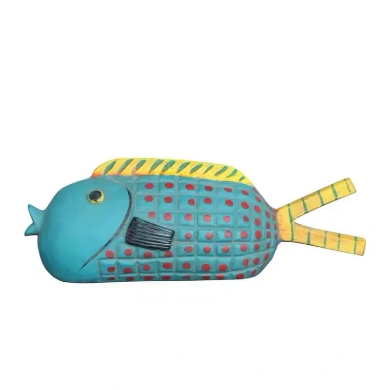 Nordic Morandi color cute pouch ceramic fish ornament, children's room fish pendant