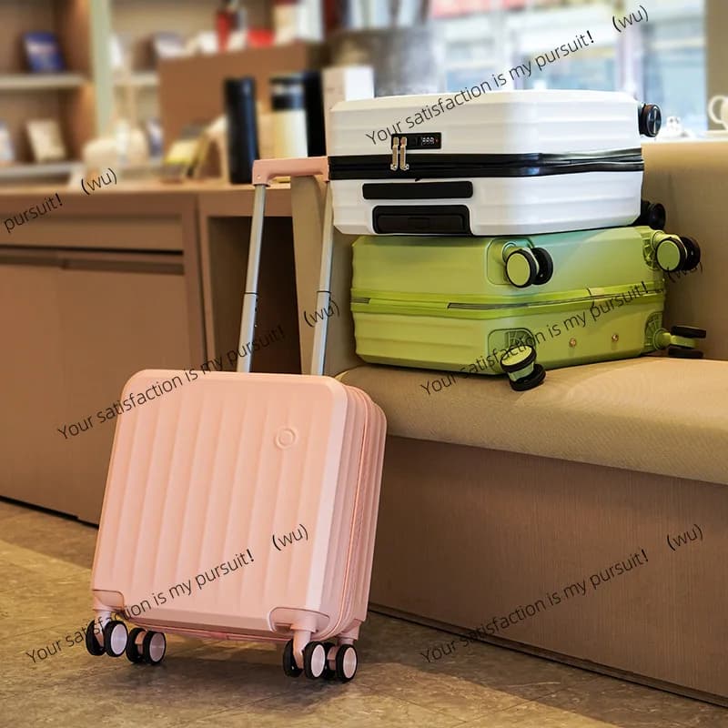 Solid color 18-inch boarding suitcase, new high-value trendy men's and women's suitcase, simple fashion password tie rod