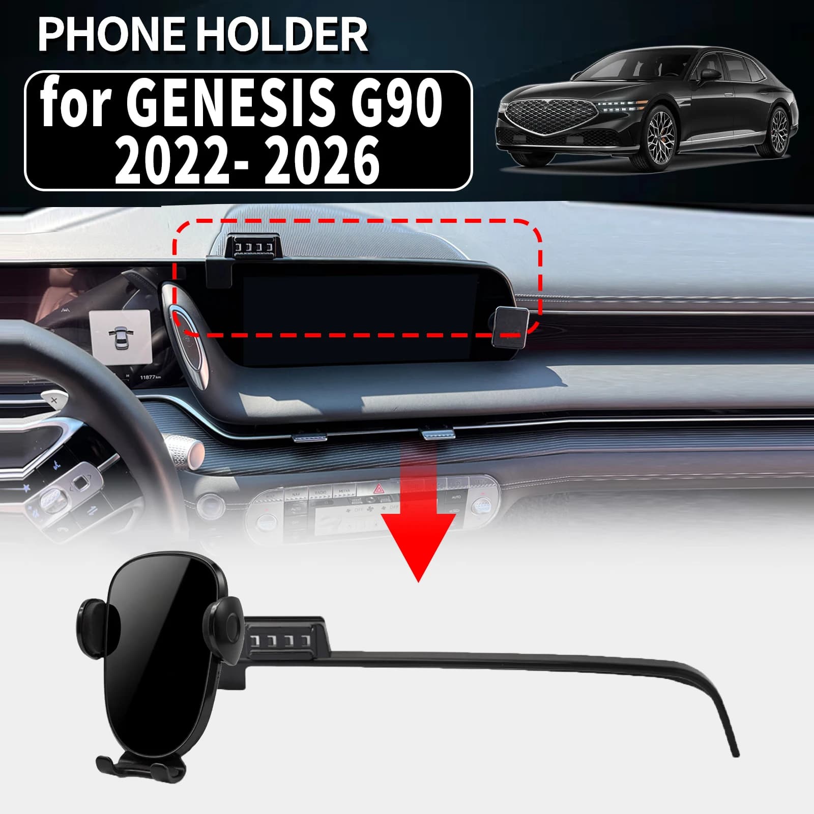 for GENESIS G90 2022 2023 2024 2025 2026 Vehicle-Specific Phone Holder Mount Car GPS Stand Easy Fix Auto Accessories