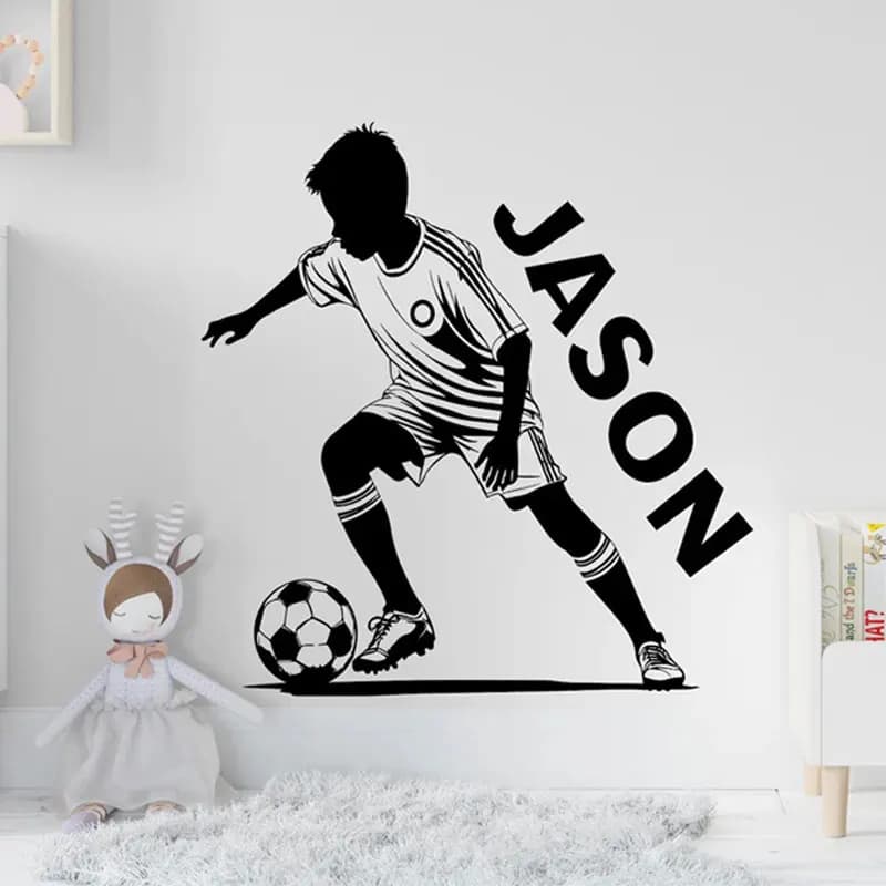Custom Football Player Name Wall Sticker Vinyl Home Decoration for Boys Room Bedroom Soccer Decals Sport Theme Wallpaper Z634