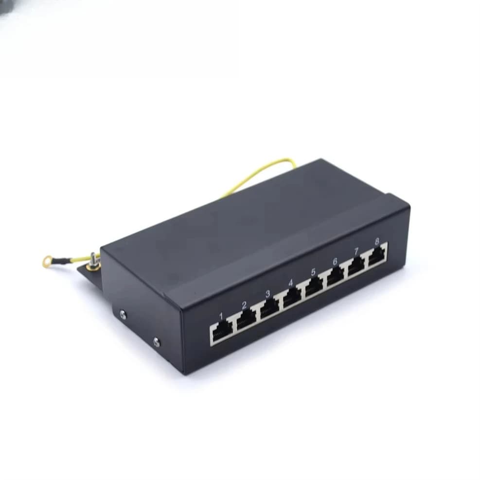 MT-4020 Factory Price 1U 10 Inch 8 Port FTP Cat5e Cat6 Rack Mount Patch Panel with Earth Wire