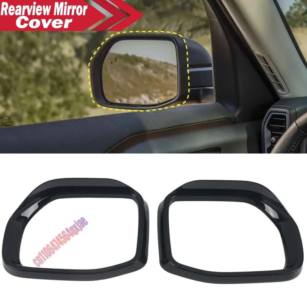 For Ford Bronco Sport 2021-2023 Black Car Rearview Mirror Rain Eyebrow Protector Cover Rainproof Frame ABS Mirror Accessories