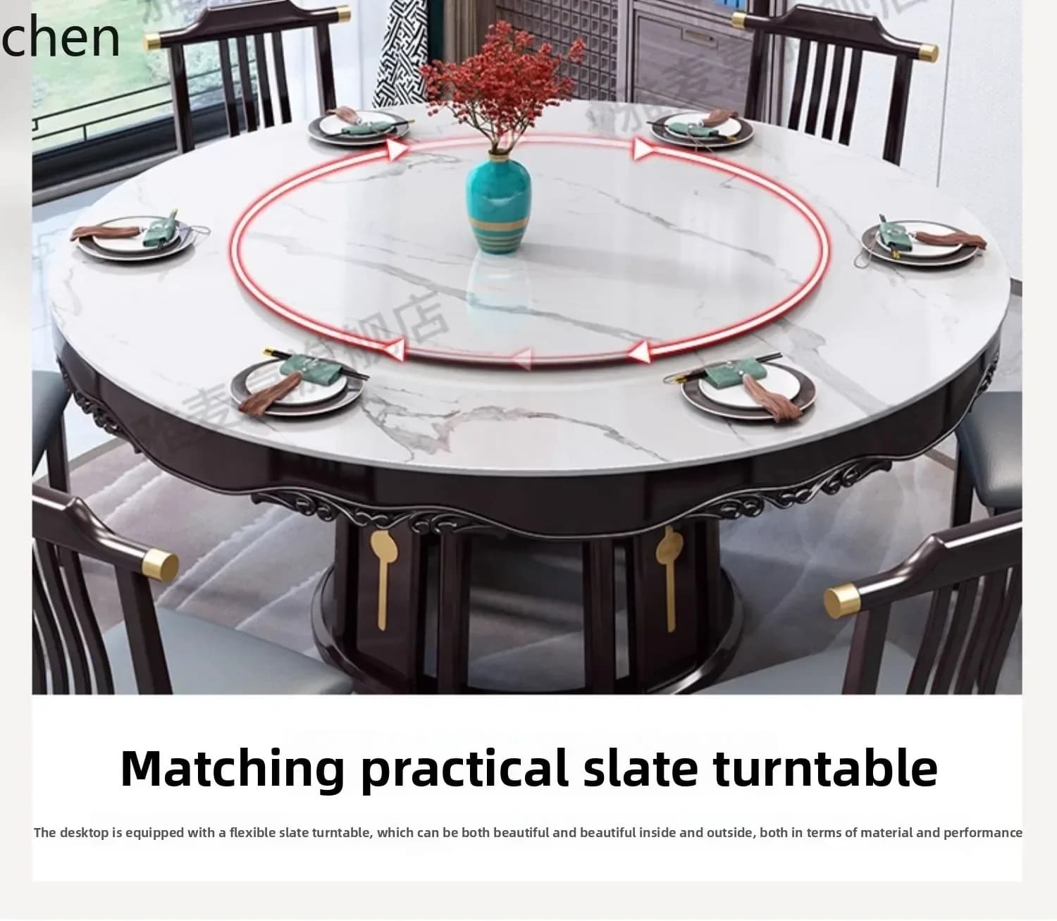 y8- Solid Wood Dining Table and Chair Set for Home Use, 10-Person Dining Table, Hotel Round Large Round Table