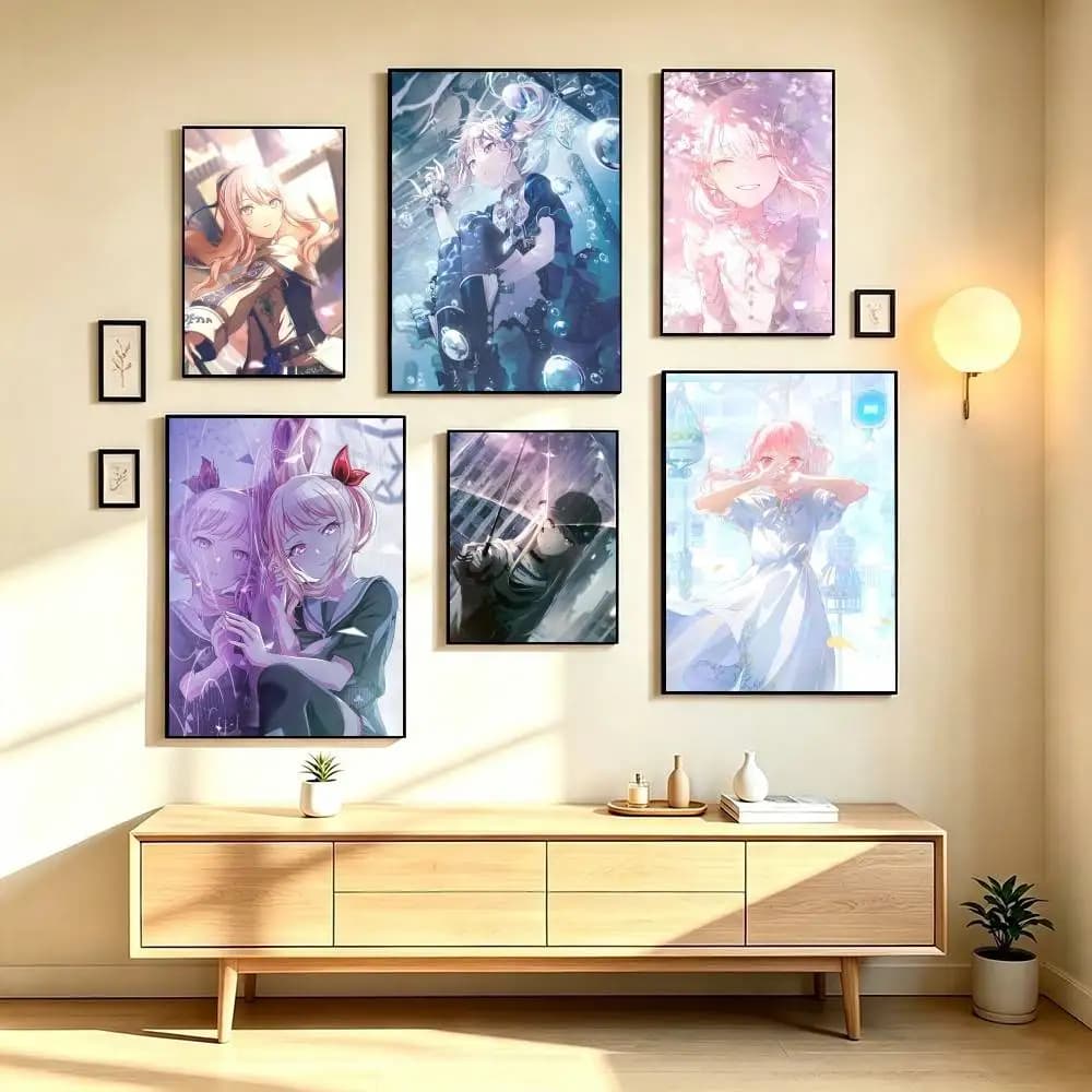 P-Project SEKAI M-Mizuki Akiyama Poster Waterproof Wall Art Sticker For Bar Living Room Vintage Decor High Quality Print Gift
