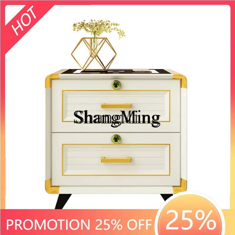 ZYY Delicate Premium Fashion Smart Storage Bedside Table Bedroom Fingerprint Lock Multifunctional Bedside Table