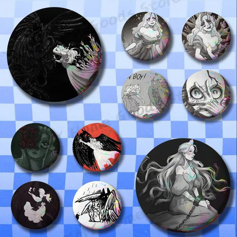 S-Slay the P-Princess Brooches for Bag Decor Jewelry Accessories Gift 25/32/44/58/75mm Round Cartoon Badges