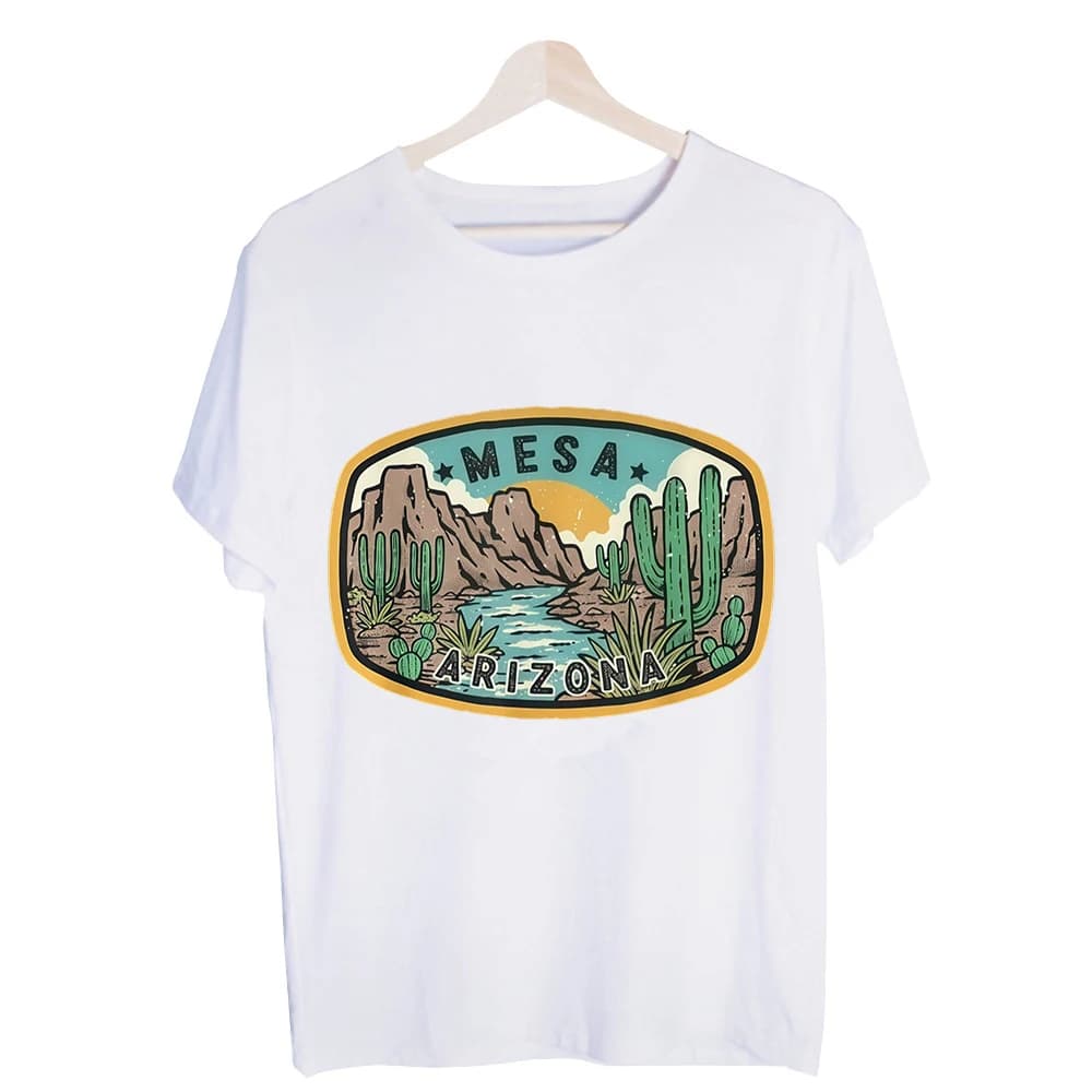 Men's Mesa Arizona Desert Scene Graphic Tee, Short Sleeve Crew Neck T-Shirt for Casual Summer Outfits