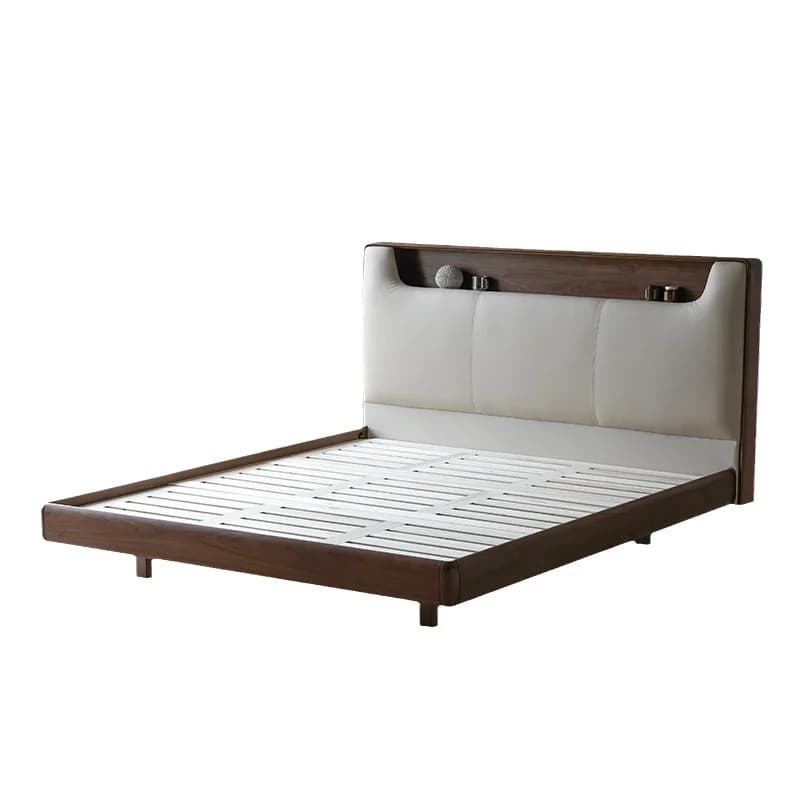 North American black walnut solid wood bed 1.5m suspended bed Nordic simple leather soft rest 1.8m master bedroom double bed