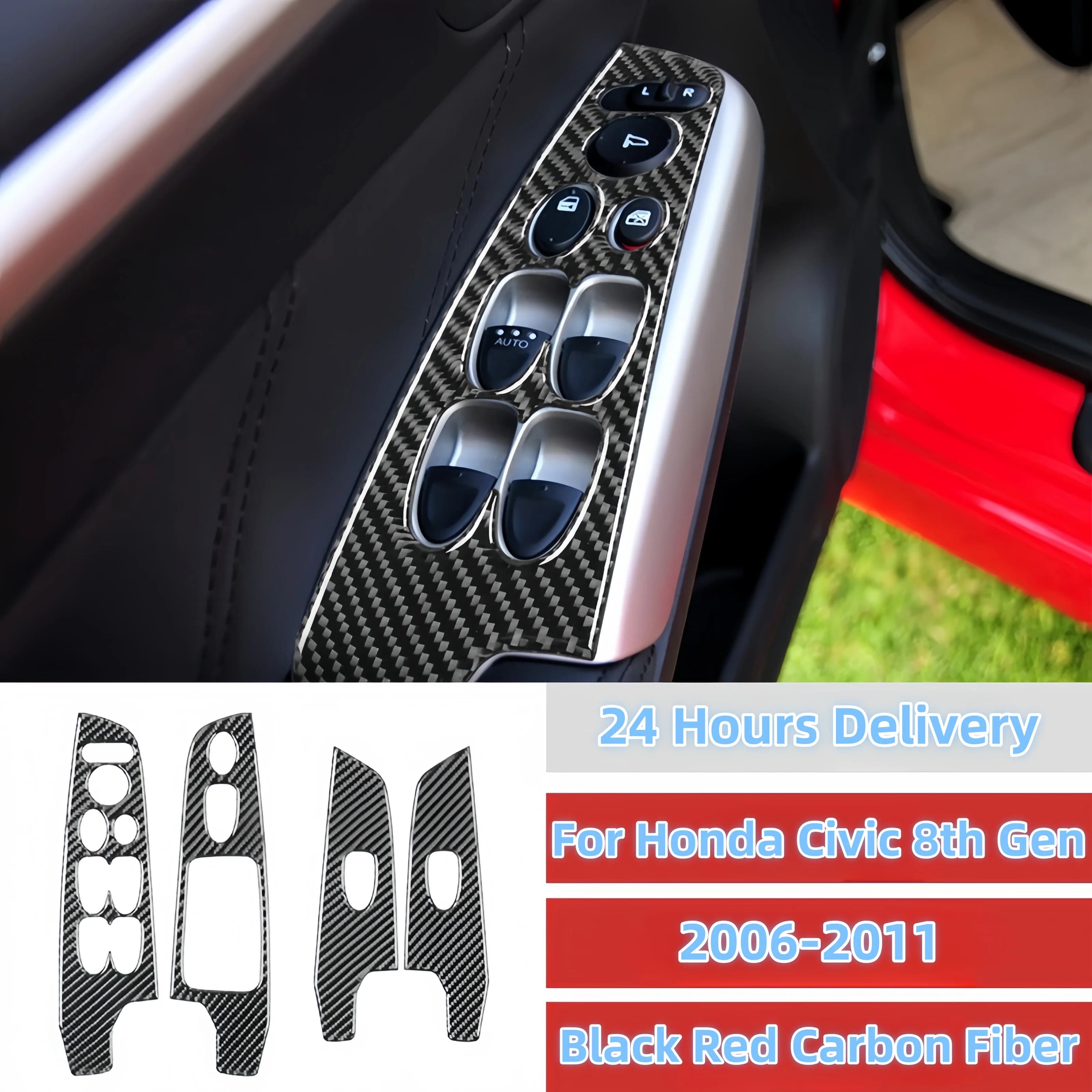 For Honda Civic 8th Gen 2006-2011 Auto Window Switch Lift Button Panel Trim Cover Sticker Car Interior Decor Styling Accessories
