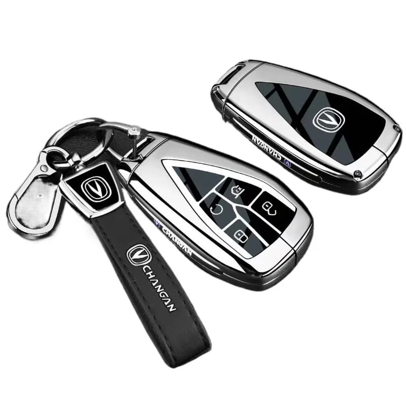 Zinc Alloy Key Fob Cover for Changan X5 Plus/X7 Plus/LieShou/CS85 Plus/UNI-K/CS95/F70, Heavy Duty Metal Case Shell with Keychain