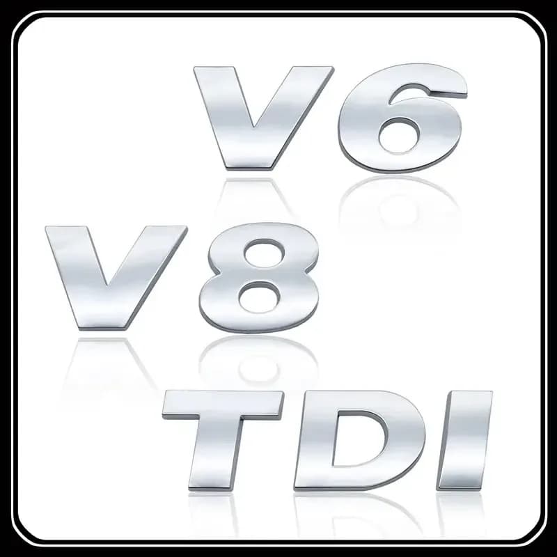 3D ABS Chrome V6 V8 Logo Emblem Letters Car Rear Trunk Badge For VW Touareg TDI Car Accessories