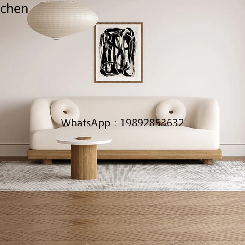 Solid Wood Fabric Sofa Living Room Single Double Lazy Sofa Furniture Small Apartment
