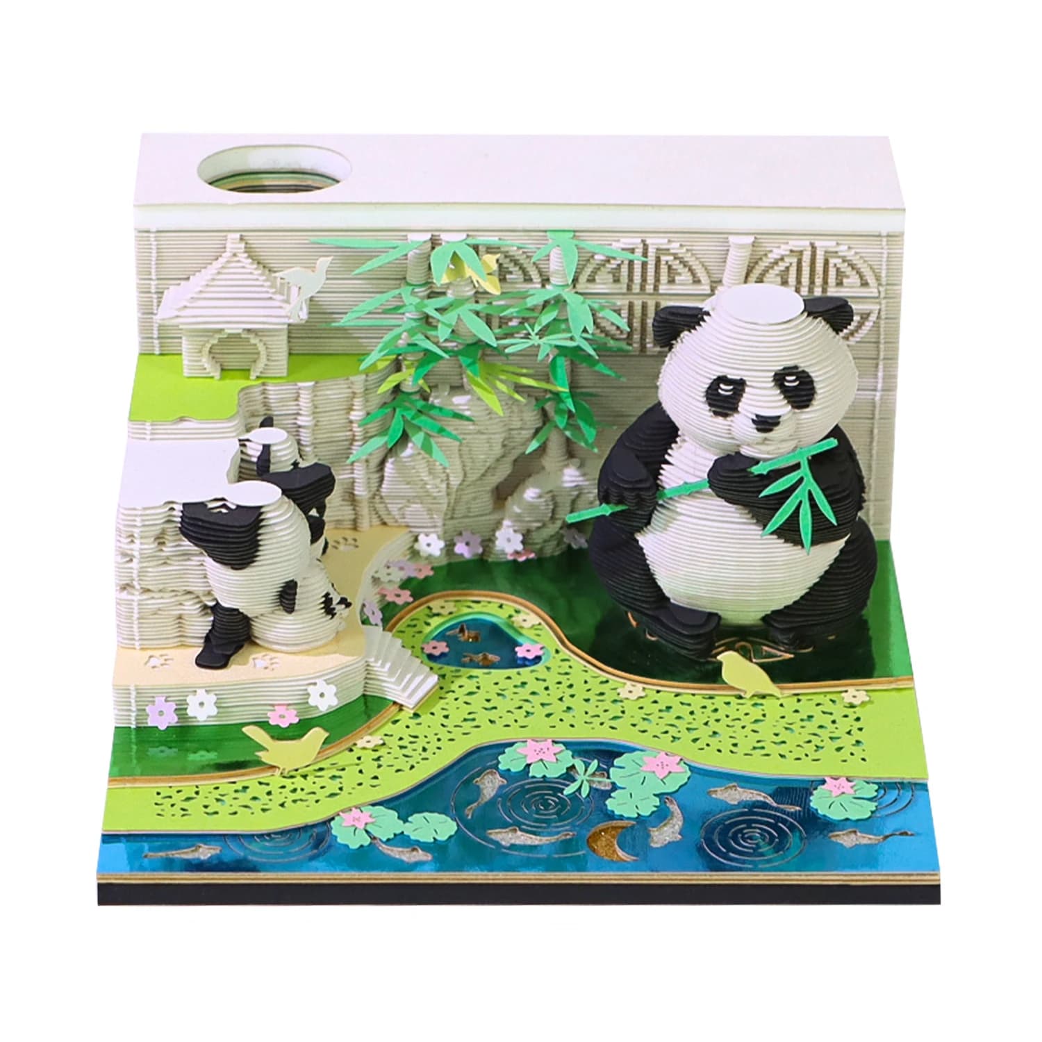 Omoshiroi Block 3D Notepad Mini Panda Memo Pad With 2026 Calendar Paper Notes Artistic Notepad Creative Christmas Birthday Gift