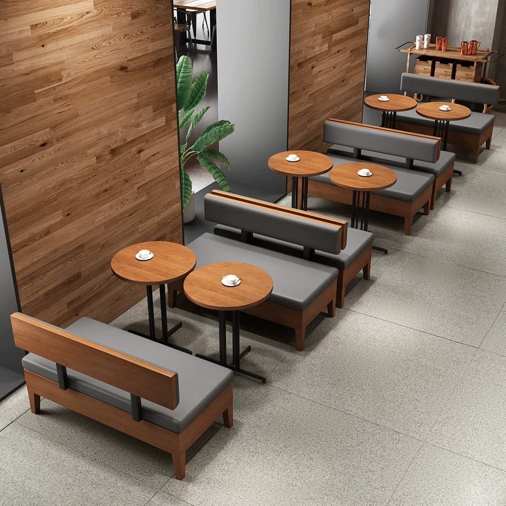 /Lightweight Luxury Restaurant Furniture Set Cafe Leather Wooden Dining Chairs and Dining Table Sets Cafe Wooden Stand Seating