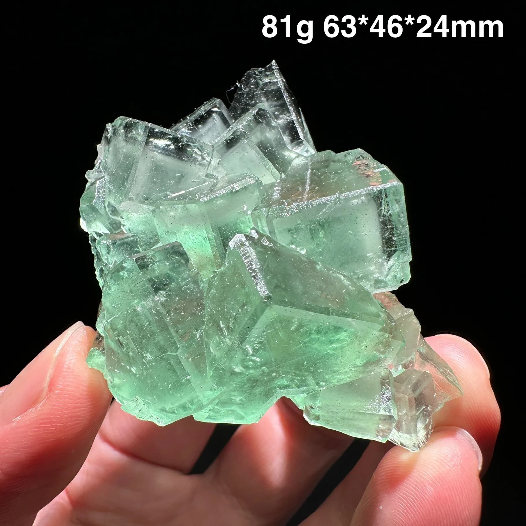 Natural China hu nan Xianghualing green Vitreous Transparent Fluorite Specimen Calcite Healing Crystal Stone