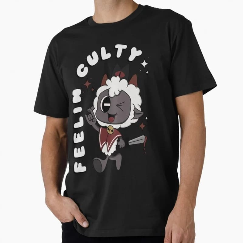 Feelin Culty Cult of the Lamb Themed Horror game Gift T-Shirt for gamer 100% Cotton Short-Sleeve Unisex Tee All Size Tops S–6XL