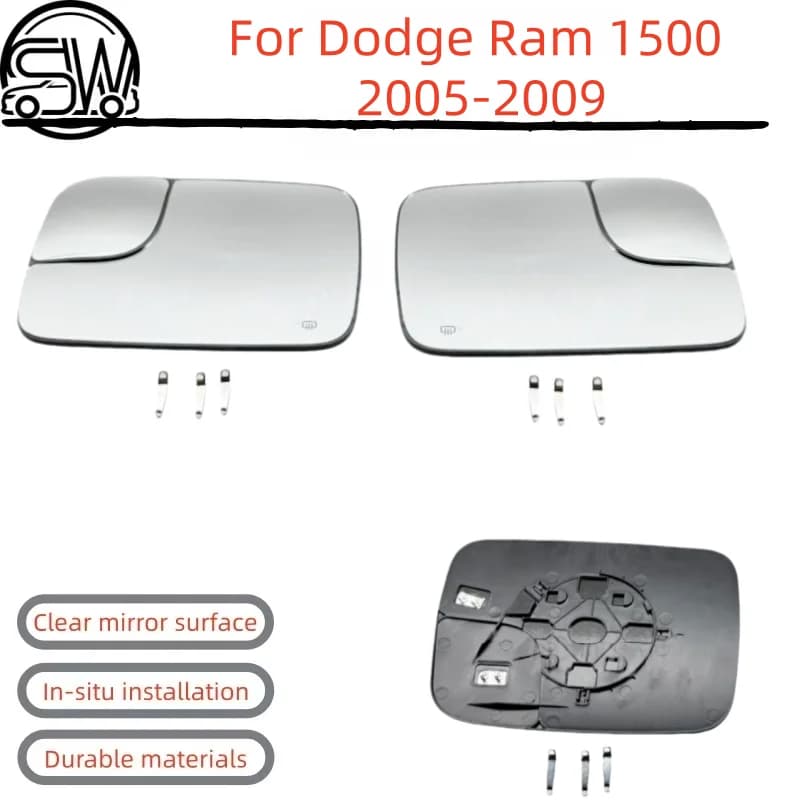 For Dodge Ram 1500 2005-2009 Rearview Mirror Glass With Heating.