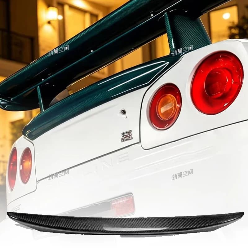 Carbon Fiber Rear Spoiler Wing Fit For Nissan Skyline R34 GTR GTT Car Modification Accessories