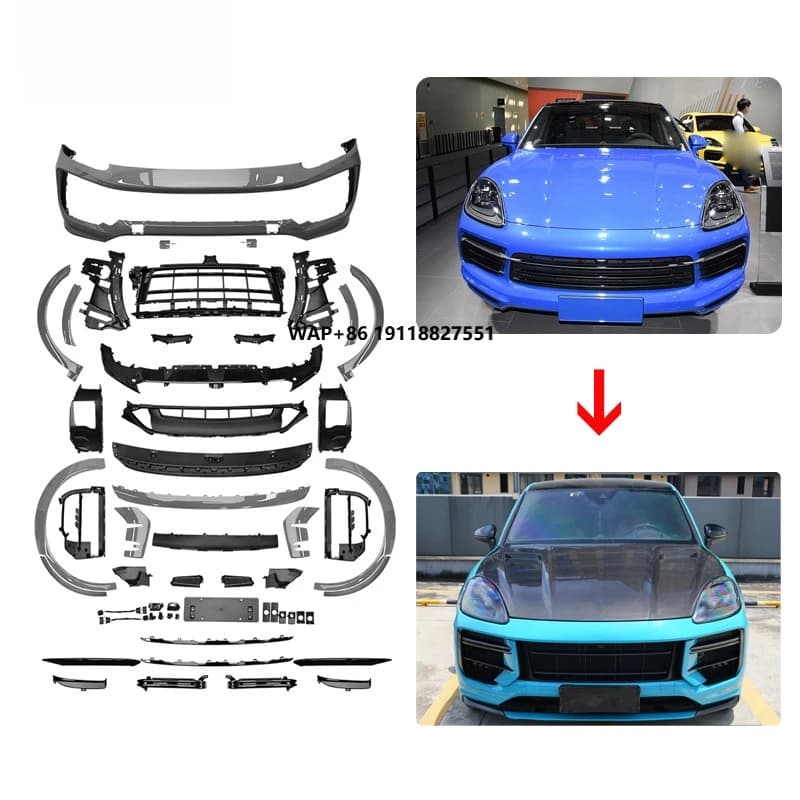 ]1979] 2018-2023 9Y0.1 Front Bumper and Headlights Upgrade to 2024 9Y0.2 Turbo GT Style Body Kit for Cayenne Bodykit