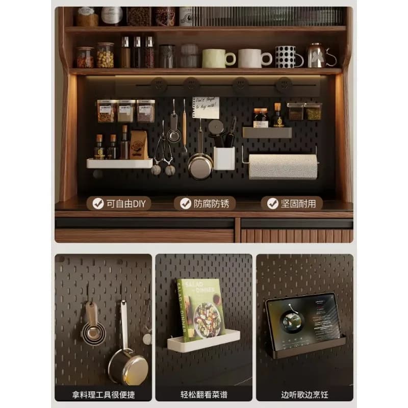 Solid Wood Rock Slab Small Apartment Restaurant Against The Wall Coffee Storage Tea Storage Narrow Side Cabinetx8