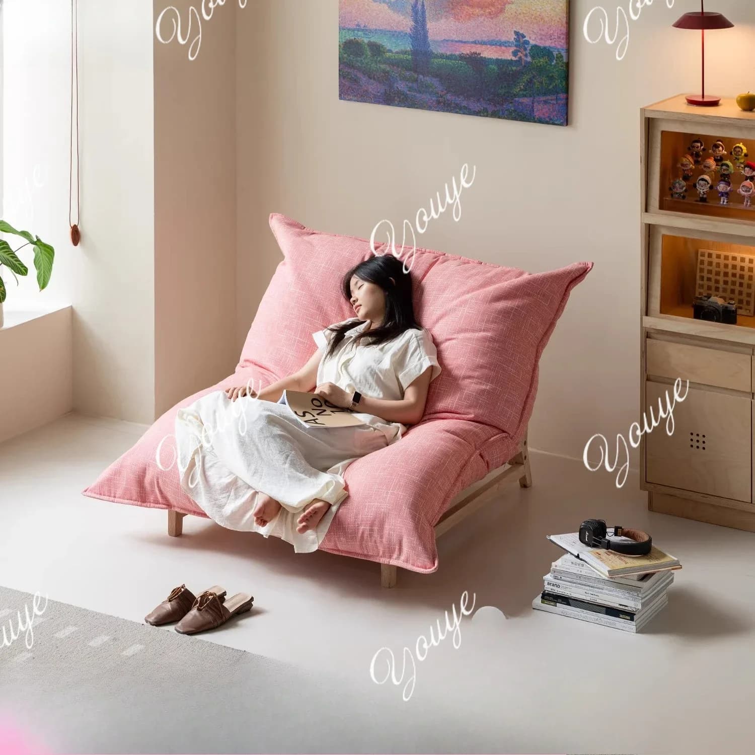 Q Lazy sofa small apartment living room bedroom single lazy sofa living room bedroom home comfort removable and washable