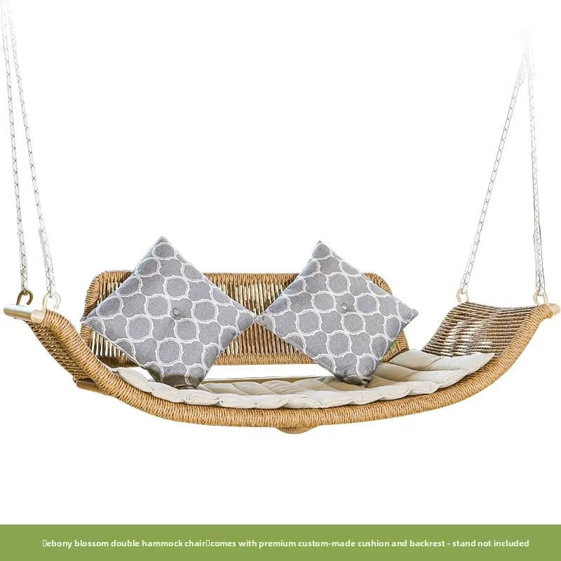 Garden swing chair, outdoor garden balcony rattan rocking chair double leisure outdoor rattan chair can sit or lie down