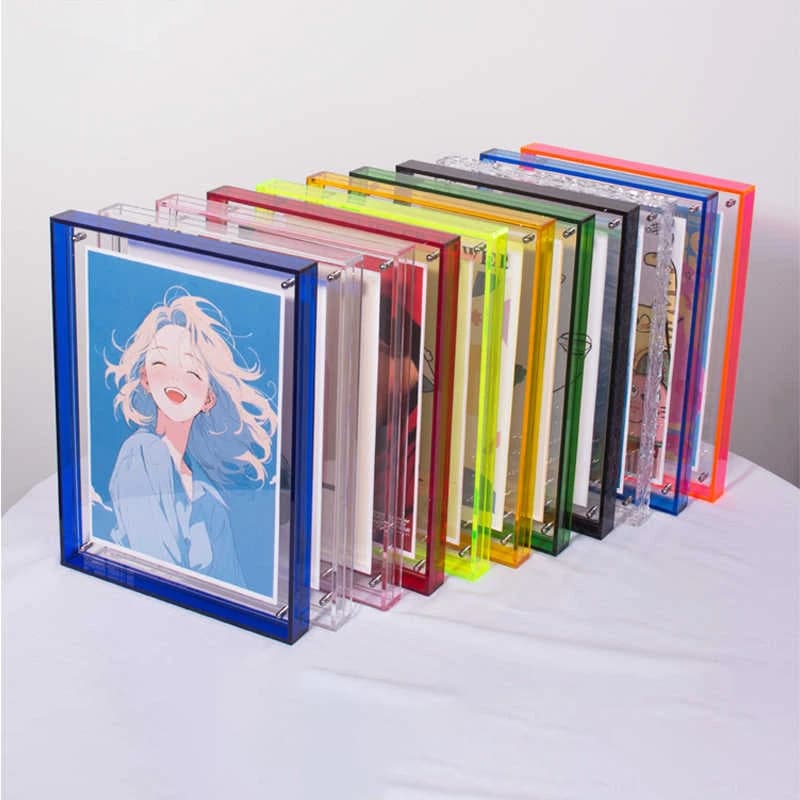 Wall Hanging Translucent Acrylic Frame, Desktop Decoration, 17 Colors Hollow Acrylic Photo Frame for Photos and Paintings