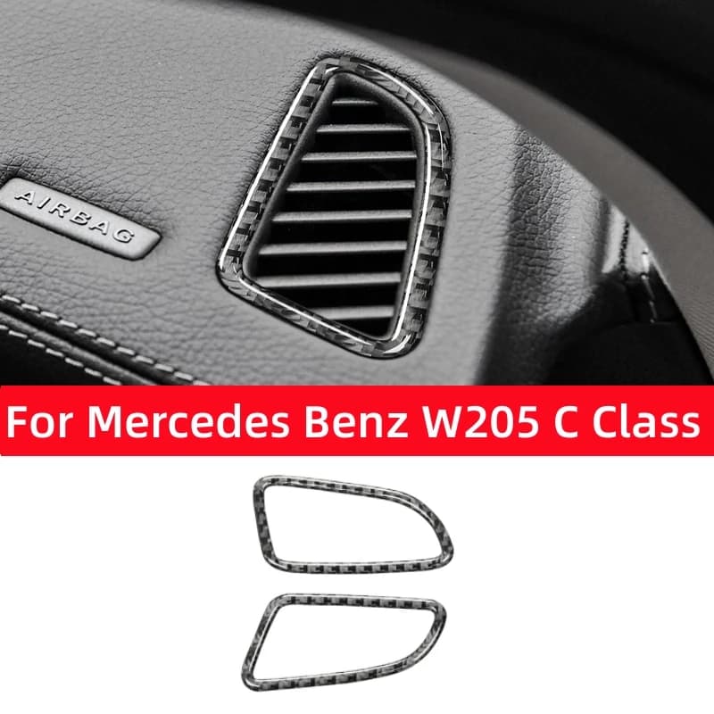 For Mercedes Benz W205 C180 C200 C300 C GLC Class Carbon Fiber Dashboard Air Vent Outlet Trim Frame Sticker Car Accessories
