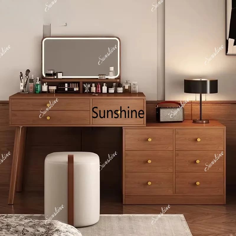 Wood Dressing Table Wood Shelf Vanity Table Storage Vintage Bedroom Makeup Desk Chair Cabinet Comoda Pra Quarto Home Furniture
