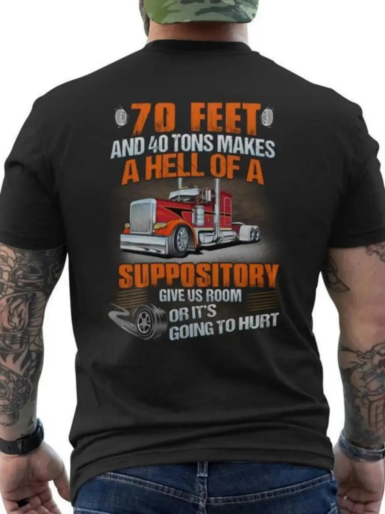 Heavy-Duty Truck Print T-Shirt 100% Cotton O-Neck Short Sleeve Summer Casual Mens T-shirt Streetwear