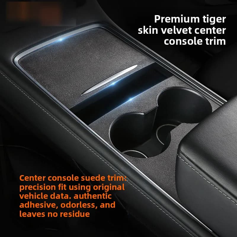 Suede Carbon Fiber Console Protective Film For Tesla Model 3 Y Model 3 Highland Interior Wrap Accessories