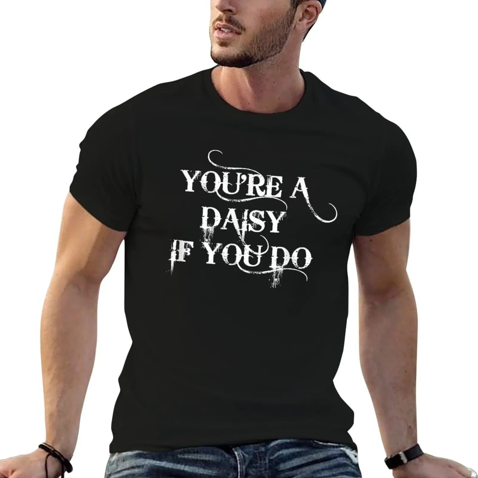 Western You're A Daisy If You Do T-Shirt boys animal print oversized graphic tee Men's clothing