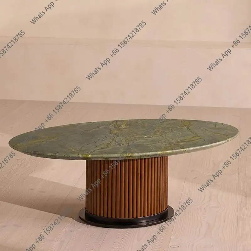 Italian light luxury marble oval coffee table living room home solid wood creative designer villa large flat coffee table