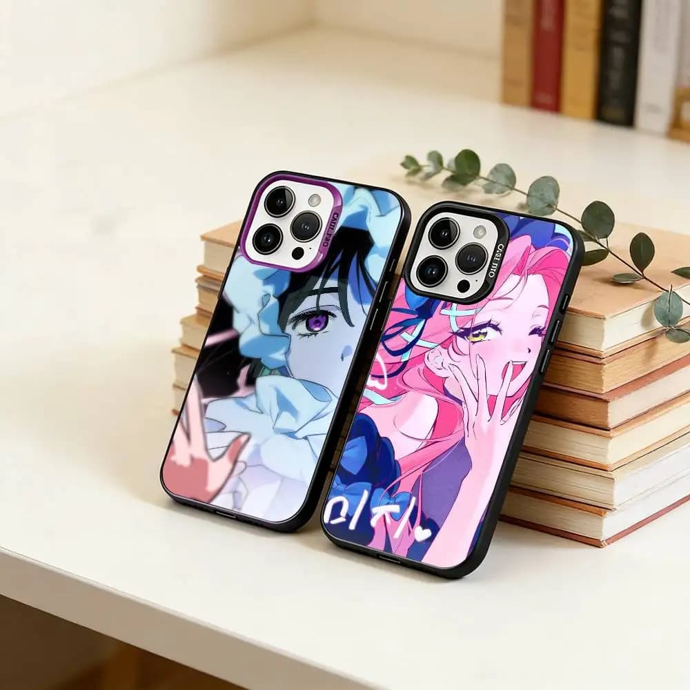 A-Anime Girl  Phone Case For iPhone 17,16,15,14,13,12,11 Plus,Pro Max,XS,Colored Silver Plated Inside Cover