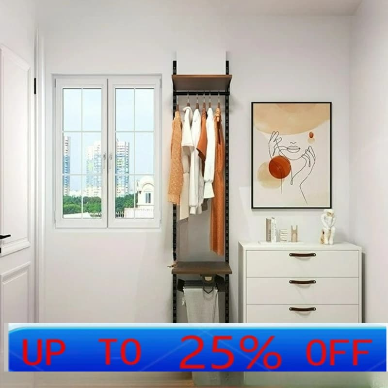 LTT Open Wardrobe Japanese Solid Wood Cloakroom Shelf Wall Shelf