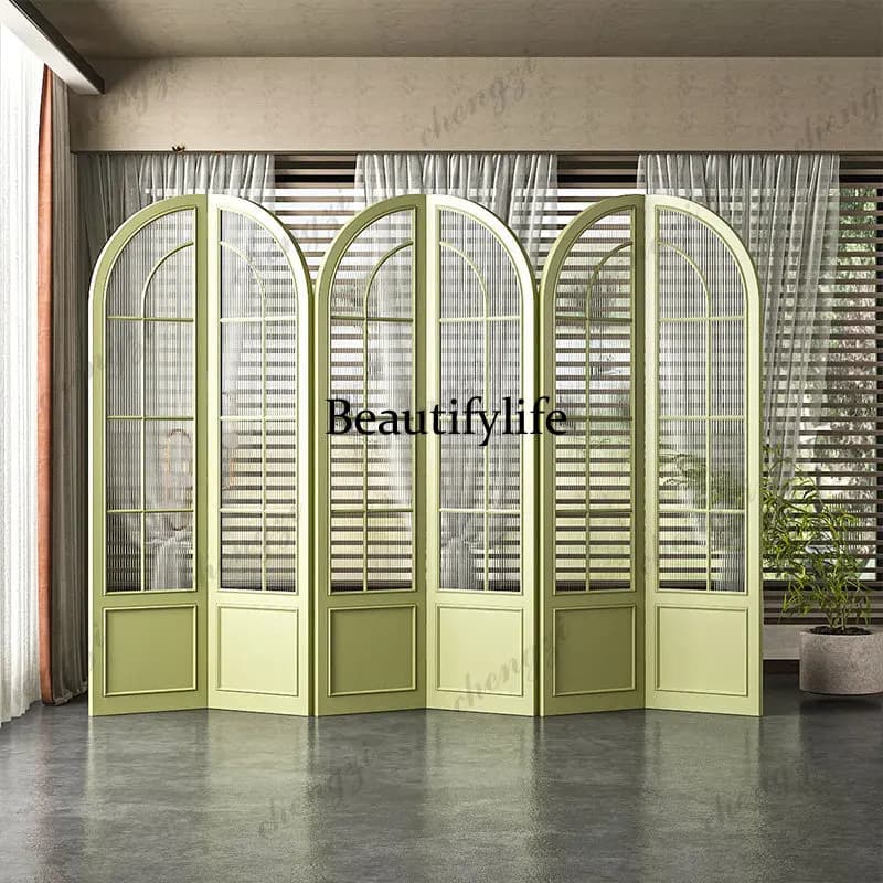 Simple and modern, screen partition living room solid wood folding mobile, indoor bedroom decoration