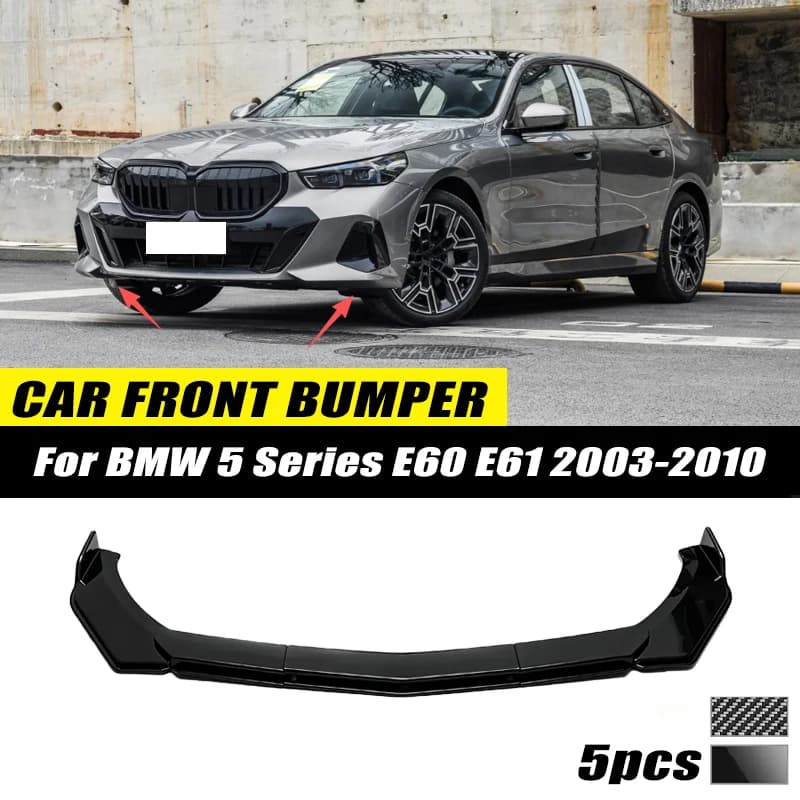 For BMW 5 Series E60 E61 2003-2010 Front Bumper Lip Front Guard Spoiler High-quality ABS Material Body Kit Front Lip Accessory