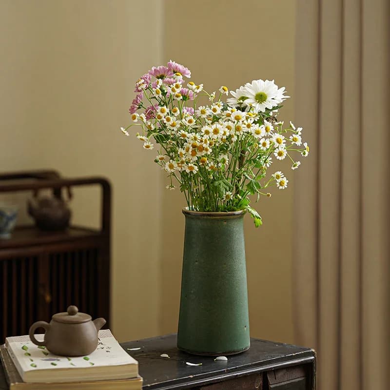 Art Retro Vases Japanese Handmade Vase Coarse Pottery Creative Room Decor Props Home Decoration Pieces Simple Flower Pots