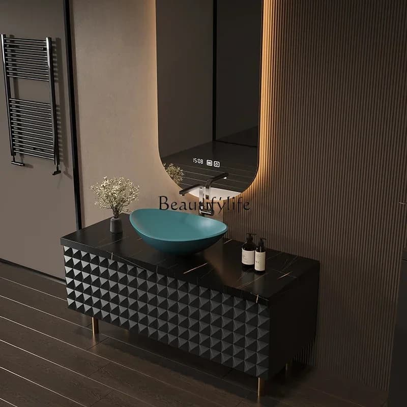 LXLight luxury hotel wind table basin bathroom cabinet toilet wash hand washbasin rock slab seamlessSSS