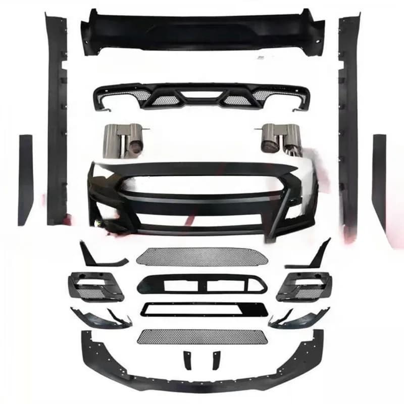 High Quality ABS Plastic Body Kit Upgrade Parts Front Rear Bumper Grille Side Skirts for Mustang 2018-2020 Upgrade to GT500 Shel