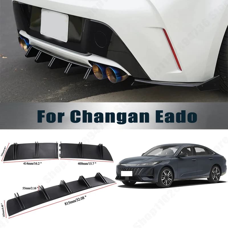 Rear Bumper Shark Fin Diffuser ABS Curved Aero Splitter Anti-Collision Chassis Protector For Changan Eado Car Styling