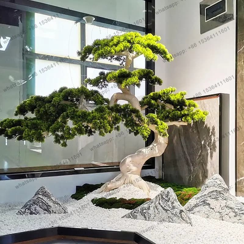 Simulation pine interior decoration fake tree solid wood hotel entrance sales office decoration